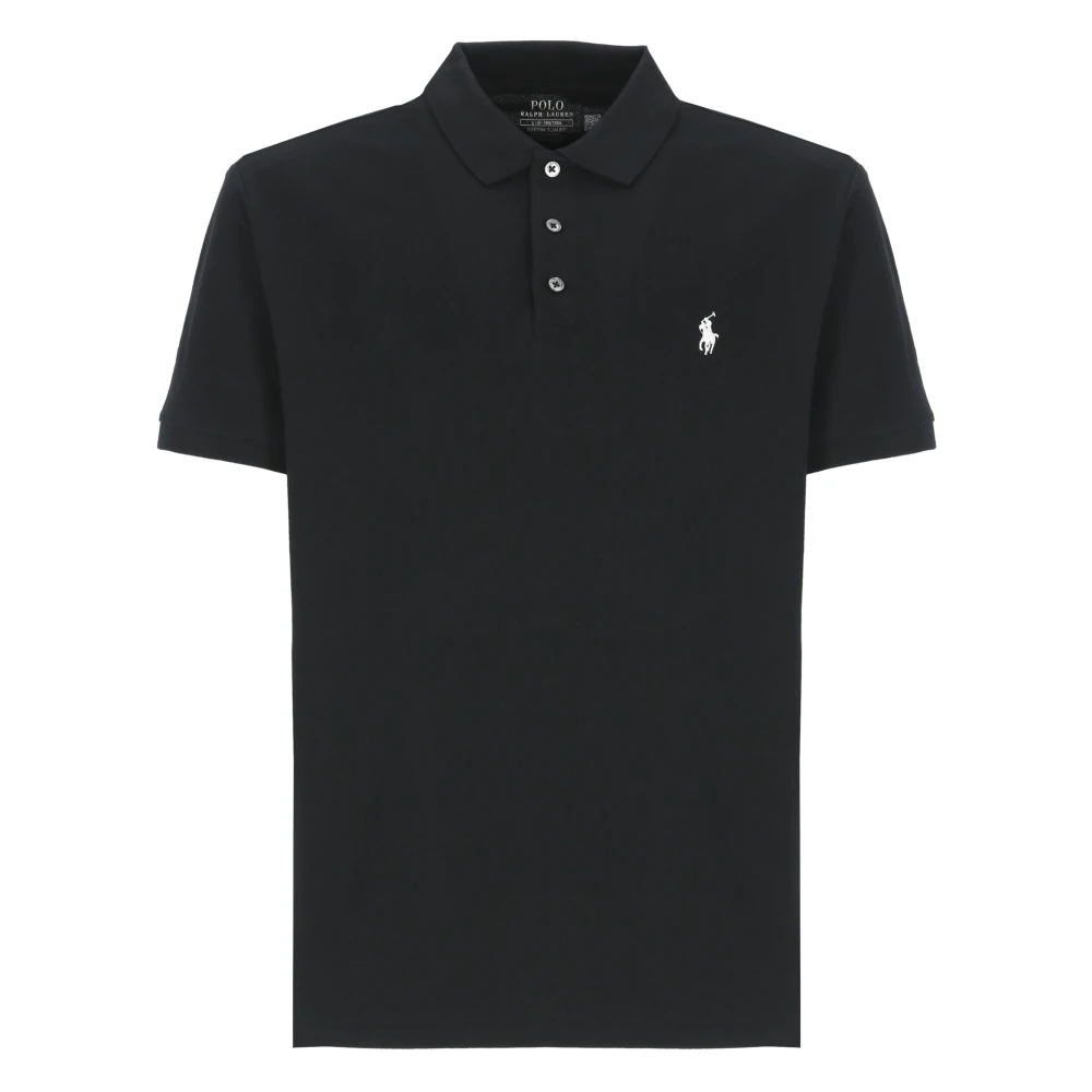 Ralph Lauren Svart Custom Slim Fit Stretch Mesh Pikétröja