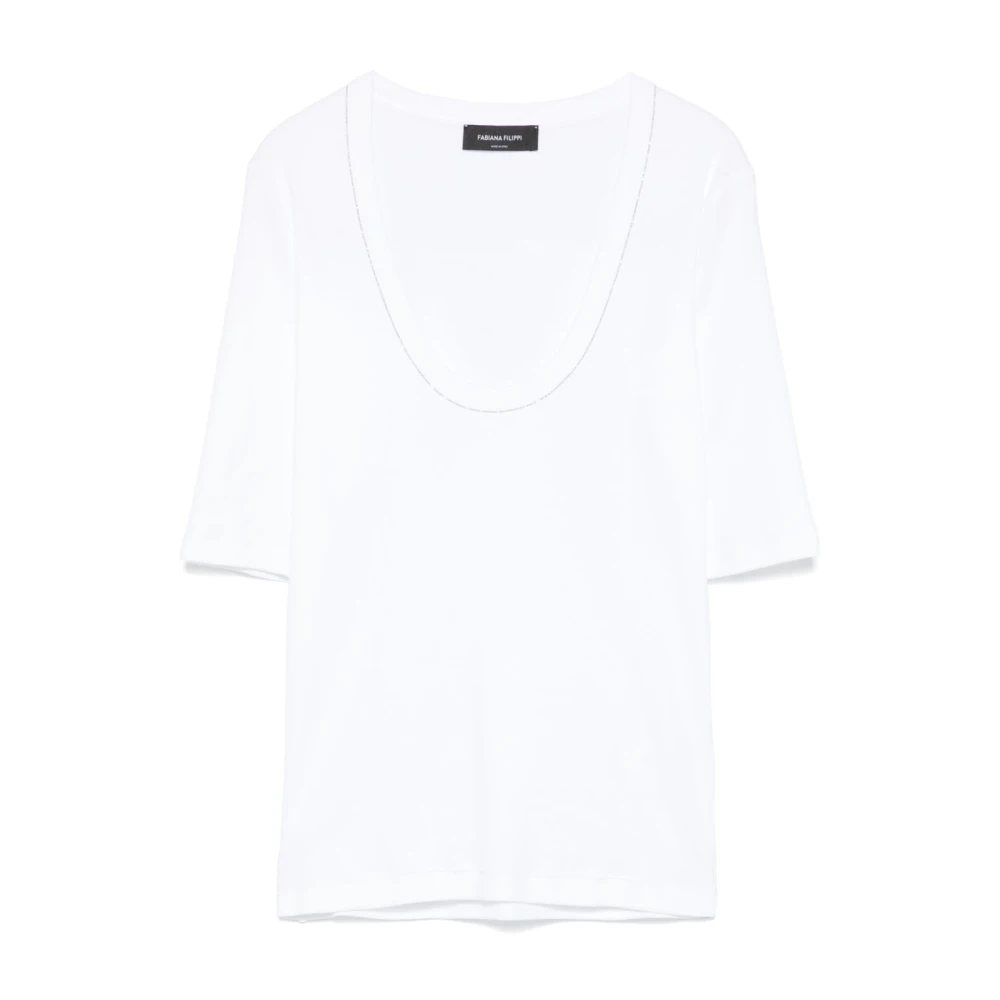 Fabiana Filippi Witte Scoop Neck T-shirts en Polo's White Dames