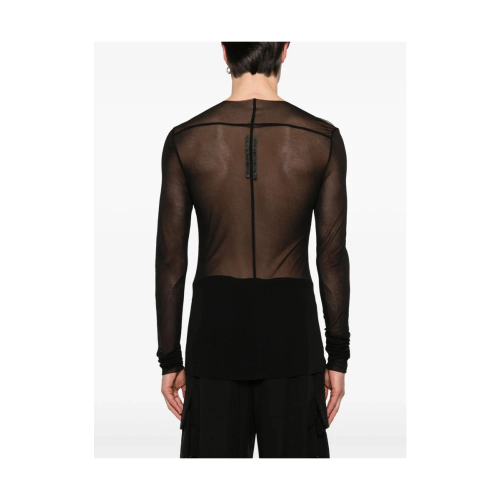Rick Owens Zwarte Crew Neck Longsleeve T-shirt Black Heren