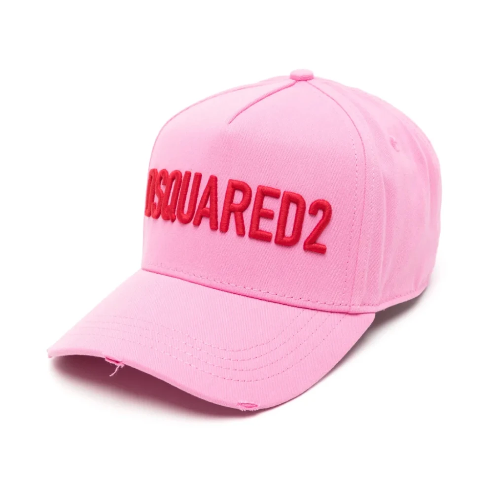 Dsquared2 Kleurrijk Logo Geborduurde Baseball Cap Pink Dames