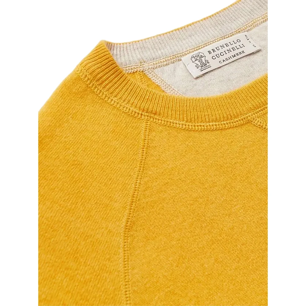 BRUNELLO CUCINELLI Cashmere Crewneck Sweater Yellow Heren