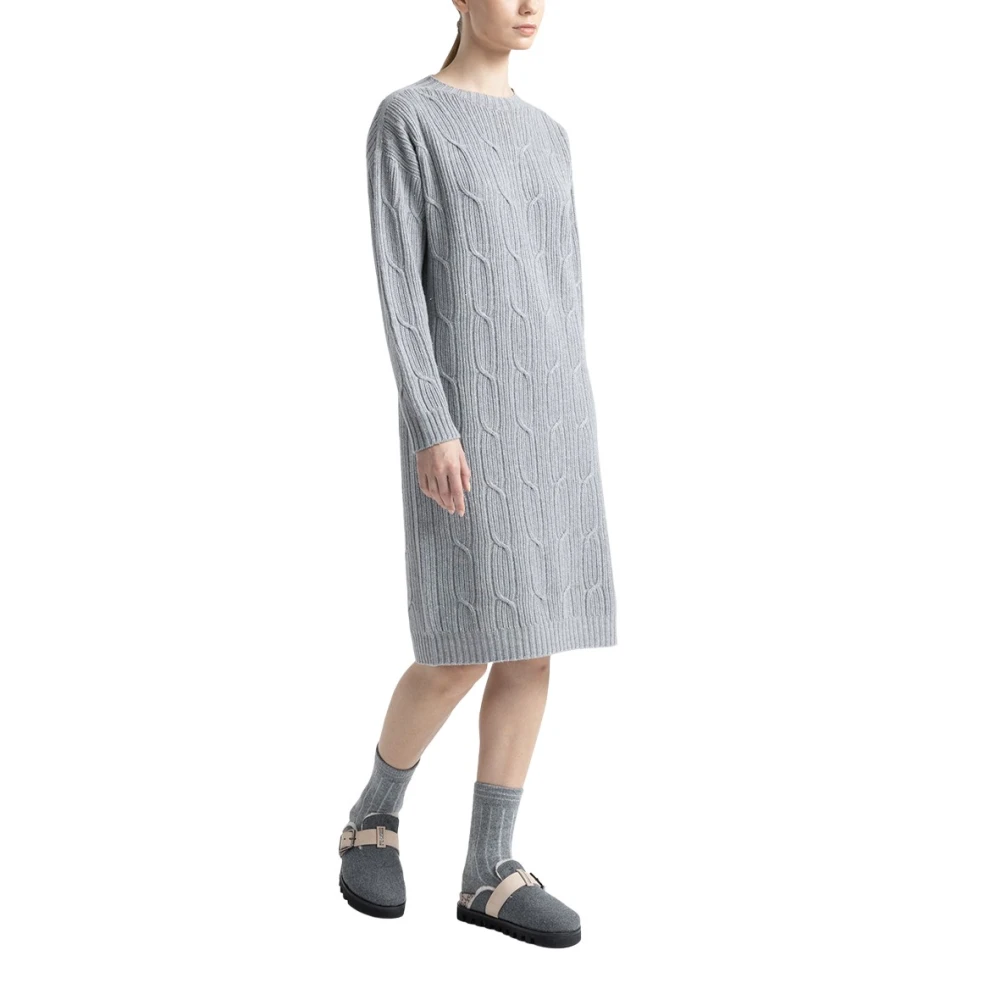 PESERICO Wol zijde kasjmier en lurex midi jurk Gray Dames