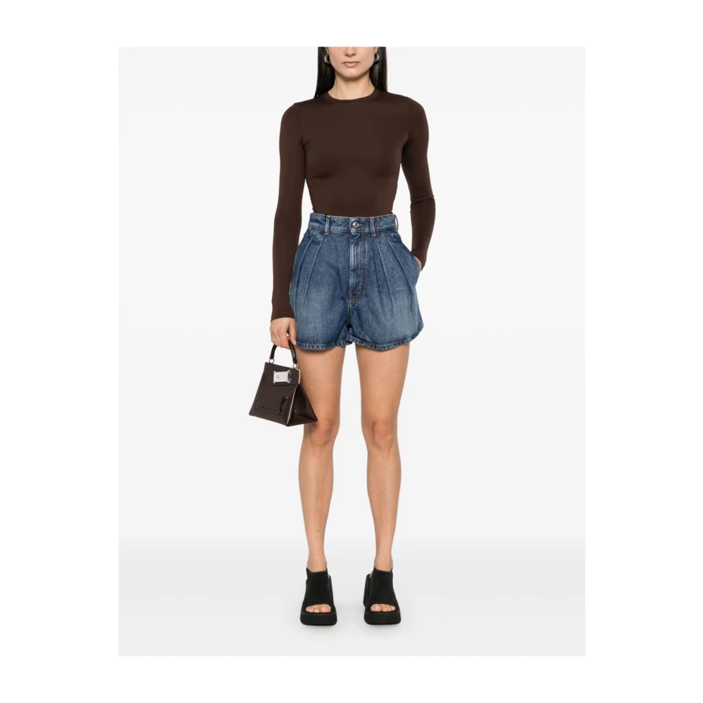 SPORTMAX Blauwe Shorts met Verborgen Rits Blue Dames