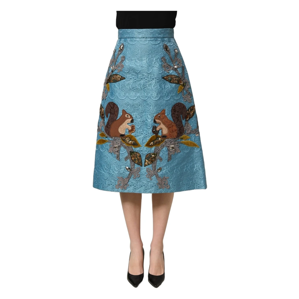 Dolce & Gabbana Blue Midi Skirts, Female, Xs, High Waist A-Line Midi Skirt