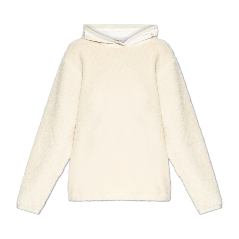 Moncler Teddy Hoodie met Logo Patch Beige Dames