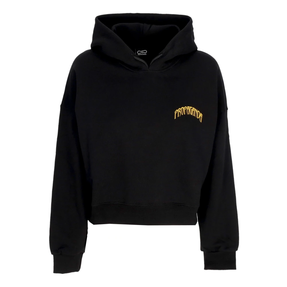 Propaganda Jaguar Croptop Hoodie Zwart Black Dames