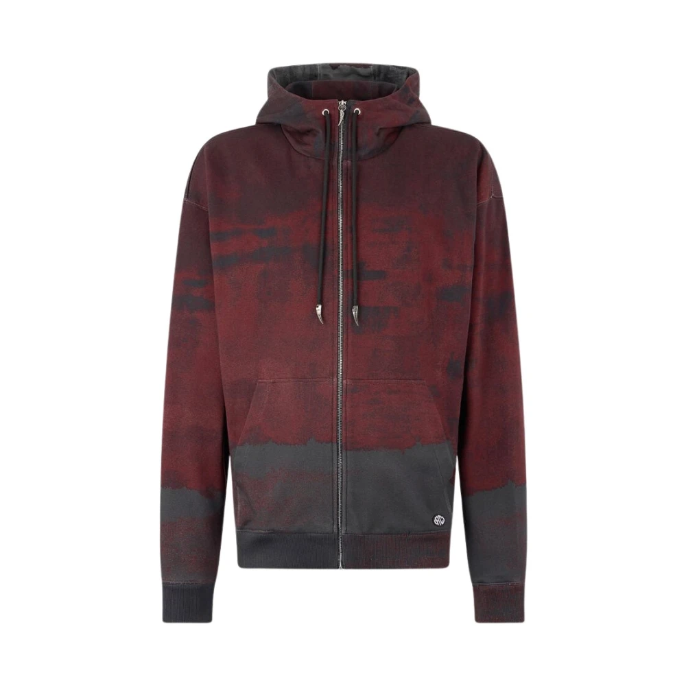 Roberto Cavalli Hoodie With Zip - Male - Zip-Throughs - Red - L - Sweatshirts & Hoodies