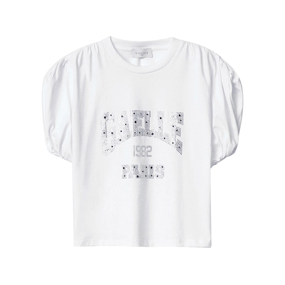 Gaëlle Paris Witte T-shirt met V-hals White Dames