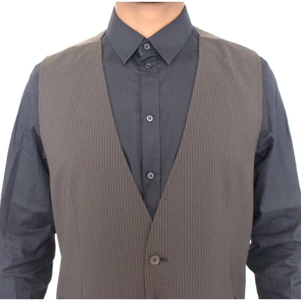 Dolce & Gabbana Gestreepte wollen jurkvest Brown Heren