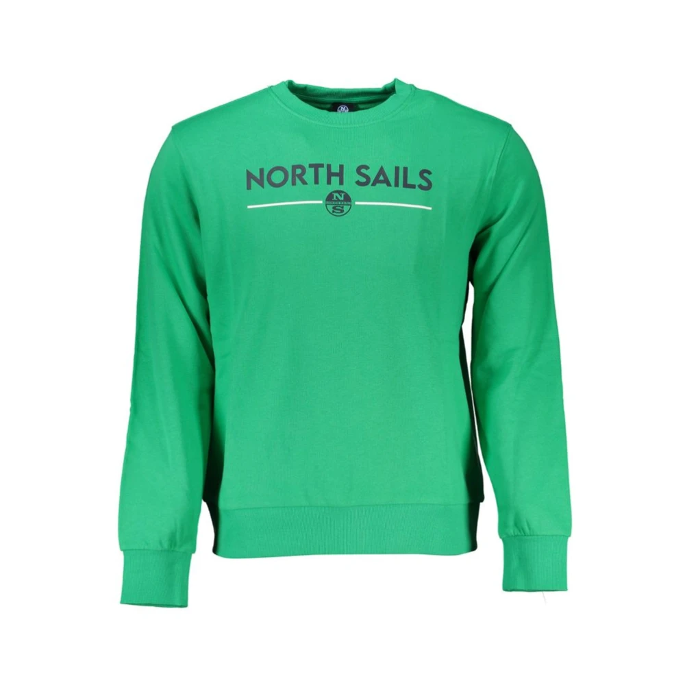 North Sails Men's Green Sweatshirts, 2XL, Cotton Jumper With Print Logo