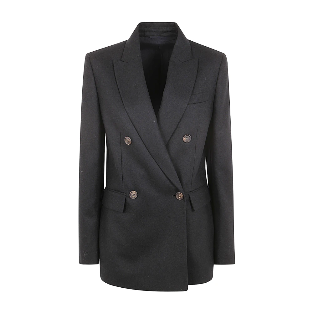 BRUNELLO CUCINELLI Dubbelborstig Zwarte Jas Black Dames