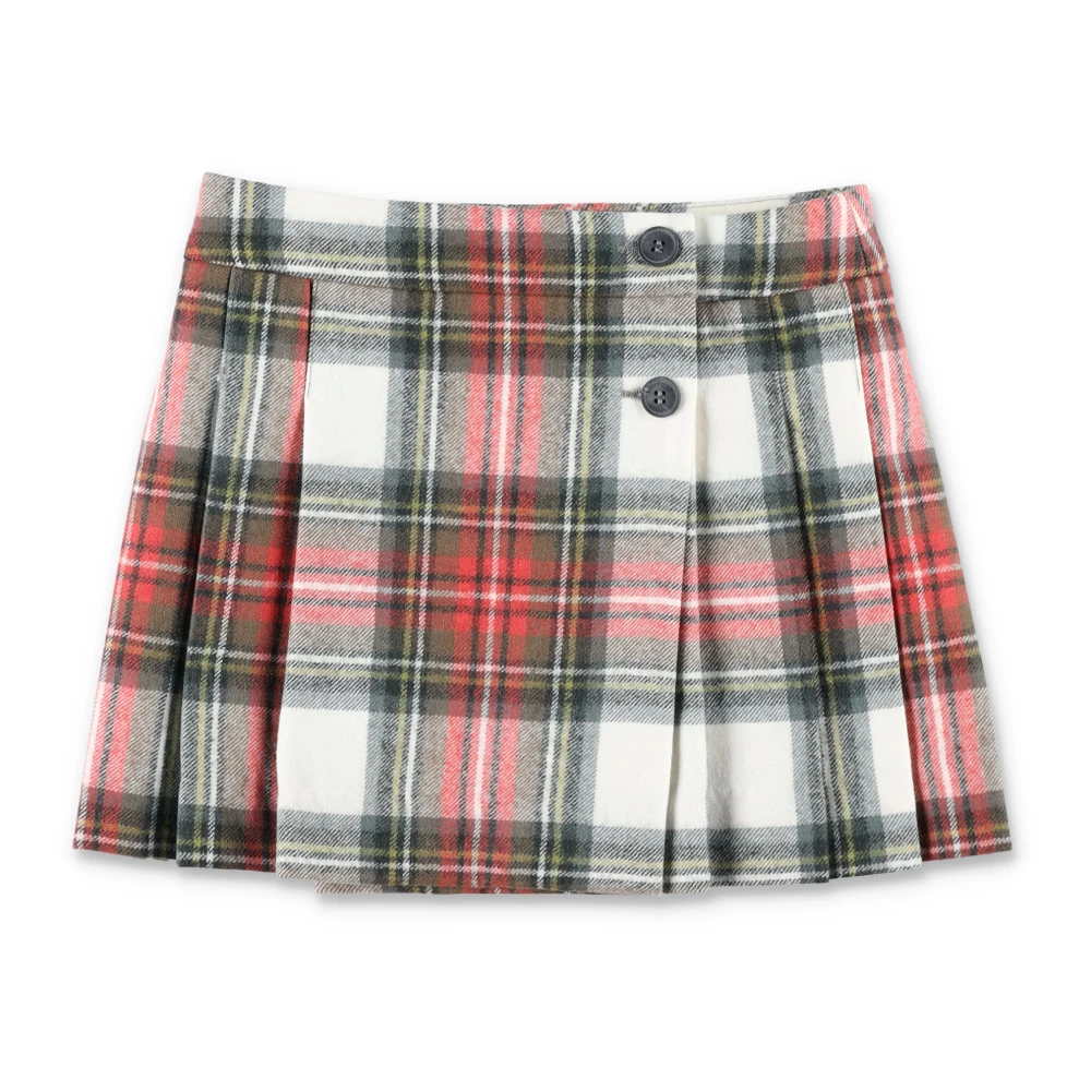 Bonpoint Coquelicot Tartan Veckad Mini Kjol Multicolor, Flicka