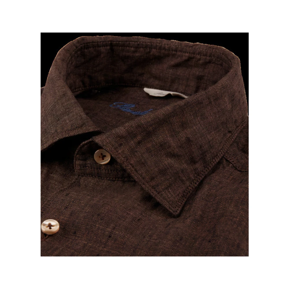 Stenströms Linnen Bruin Fitted Body Overhemd Brown Heren