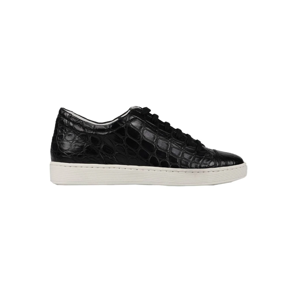 Kiton Sneakers Regular Solid 100% Handmade Heren Schoenen Zwart