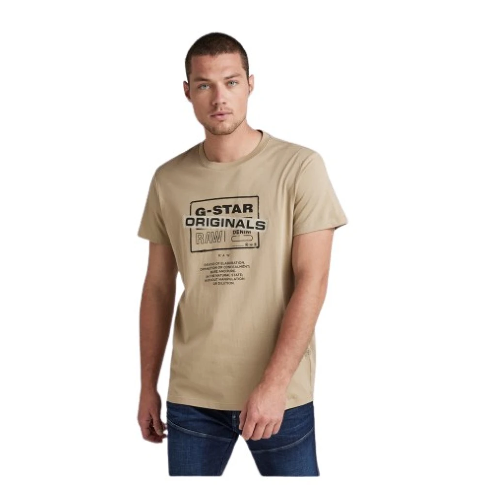 G-Star Heren Organisch Katoenen T-Shirt Beige Heren