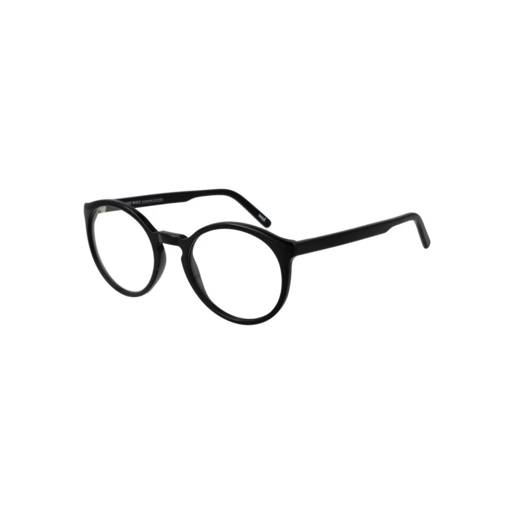 Andy Wolf Unisex Black Round Full-Rim Acetate Optical Frame