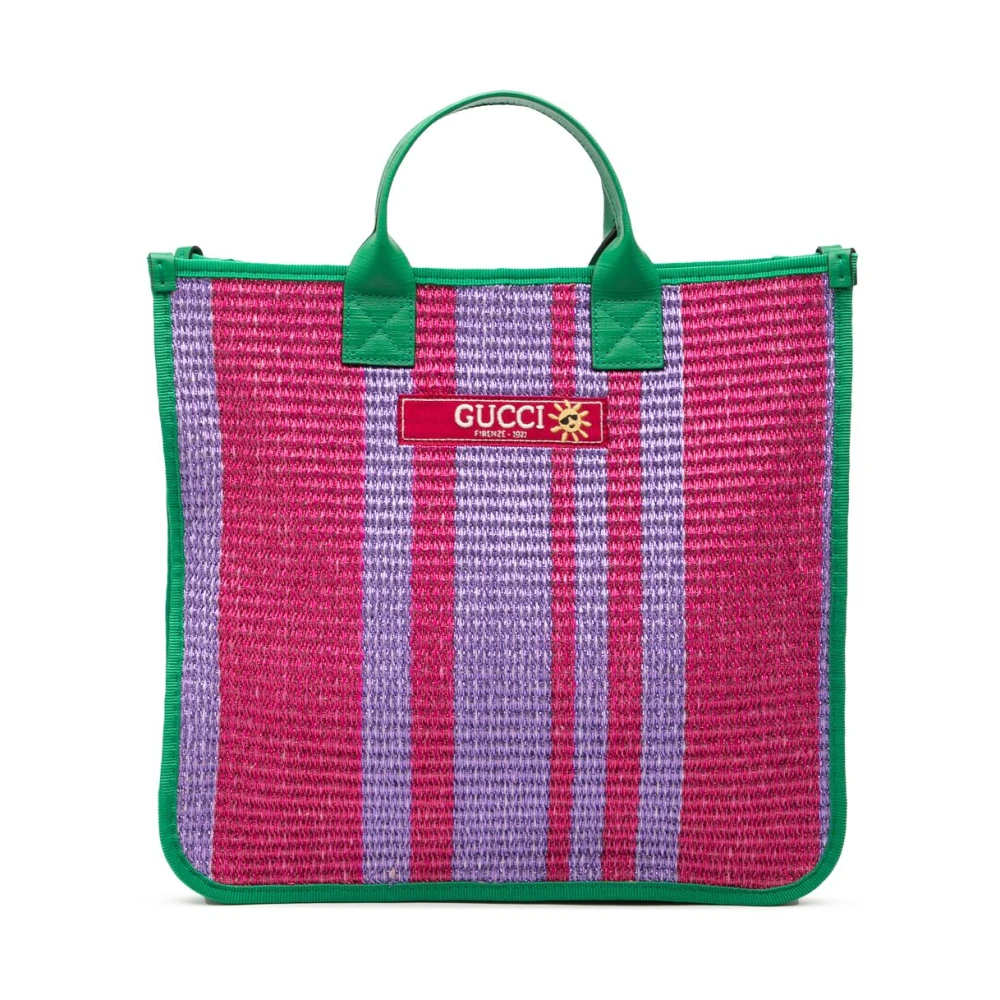 Gucci Vintage Women's Pre-Owned Striped Woven Tote Bag