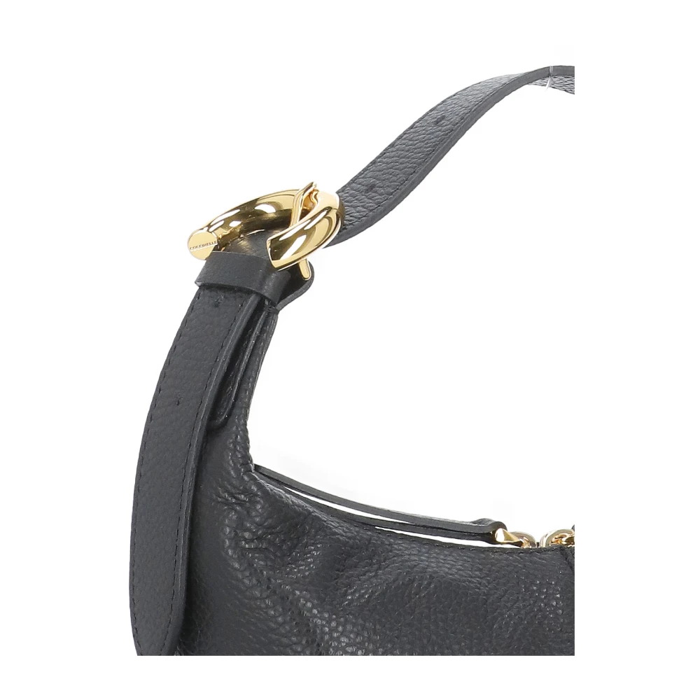 Coccinelle Zwarte leren handtas met verstelbaar handvat Black Dames
