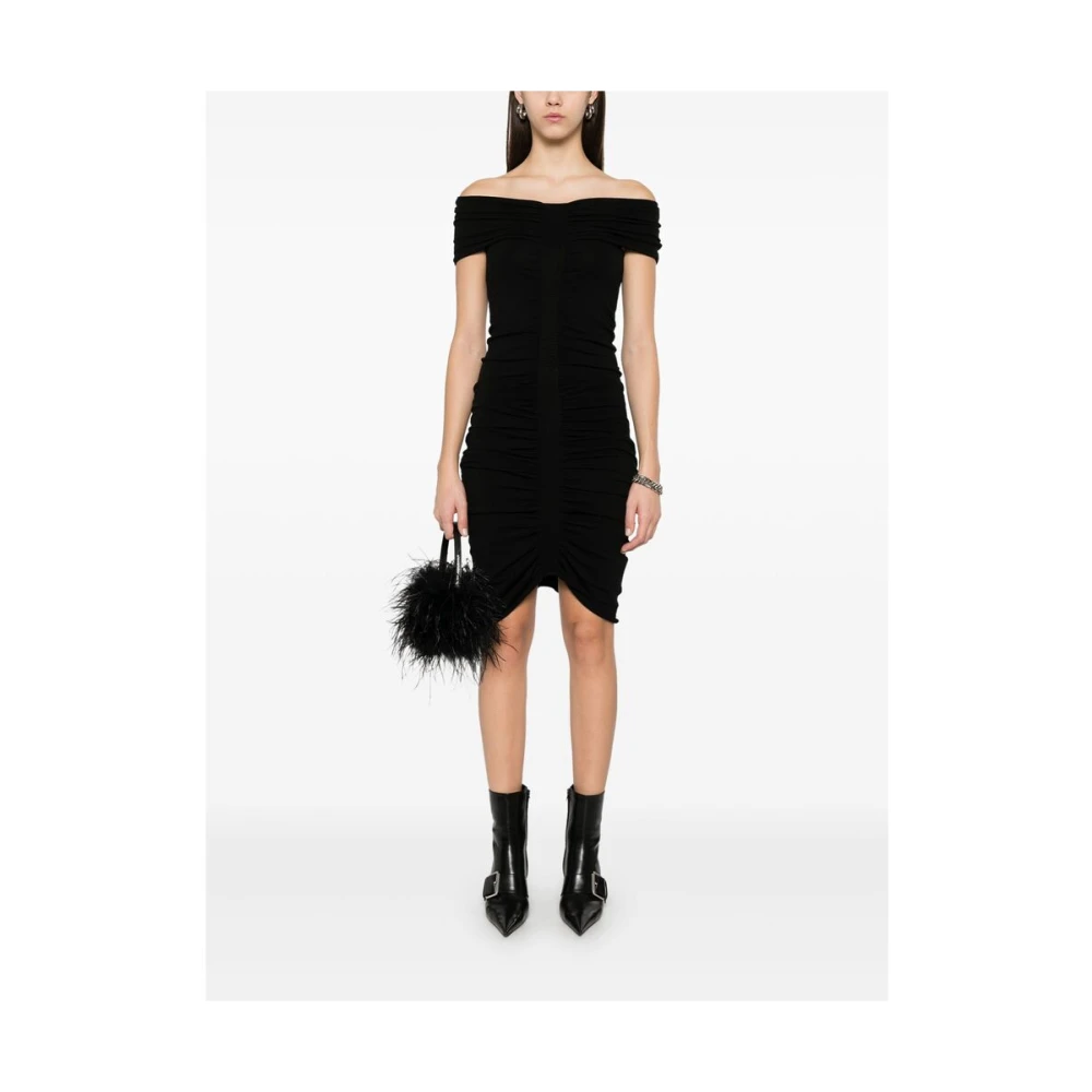 alexander wang Zwarte Gerimpelde Asymmetrische Zoom Jurk Black Dames