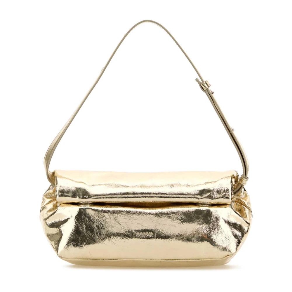 Jil Sander Gouden Leren Rollup Schoudertas Yellow Dames