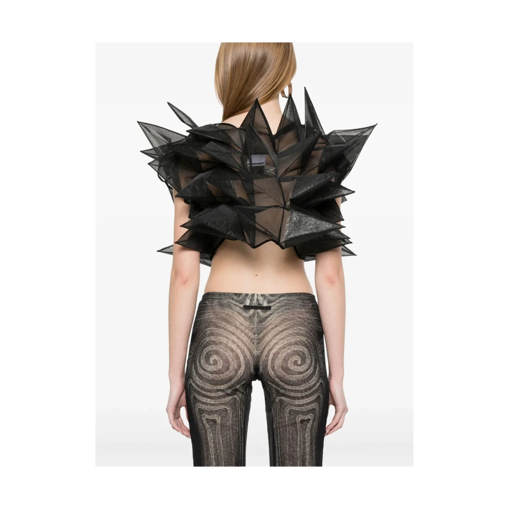 Junya Watanabe Mouwloze Semi-Transparante Zwarte Top Black Dames