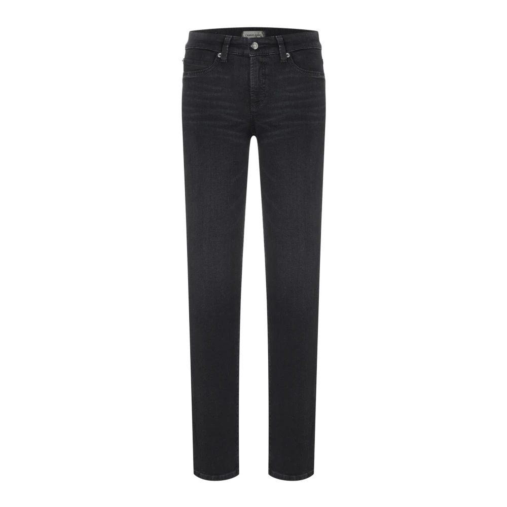 Cambio Mörk Denim Straight-Leg Jeans Black, Dam