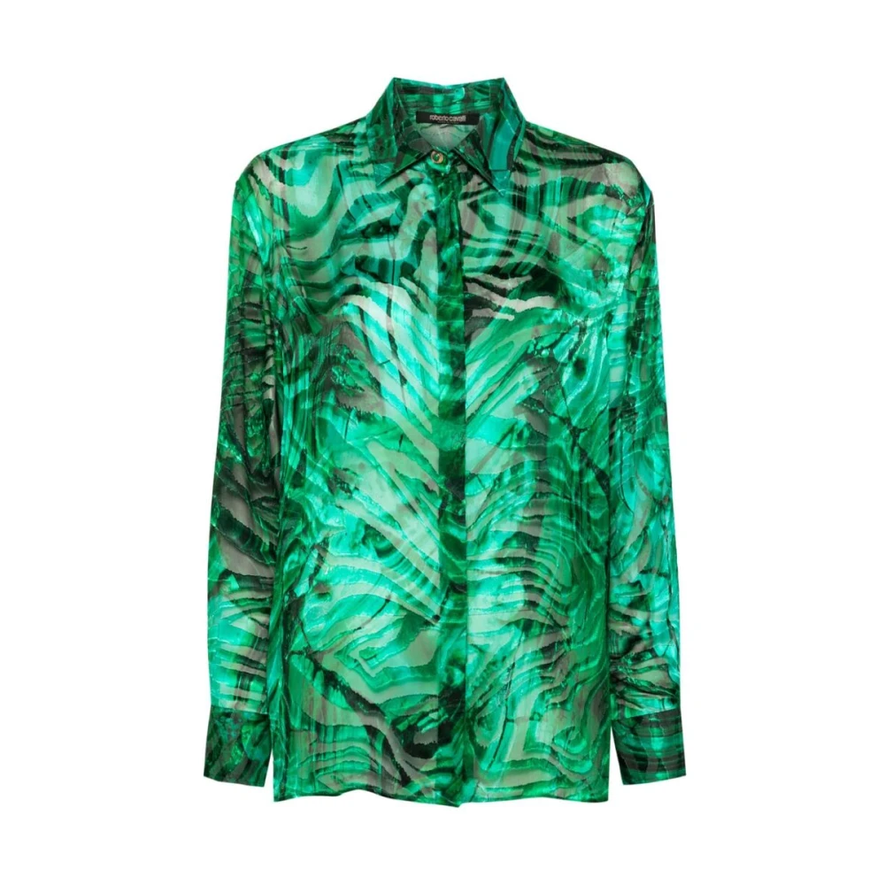 Roberto Cavalli Limoen Groen Abstract Patroon Overhemd Green Dames