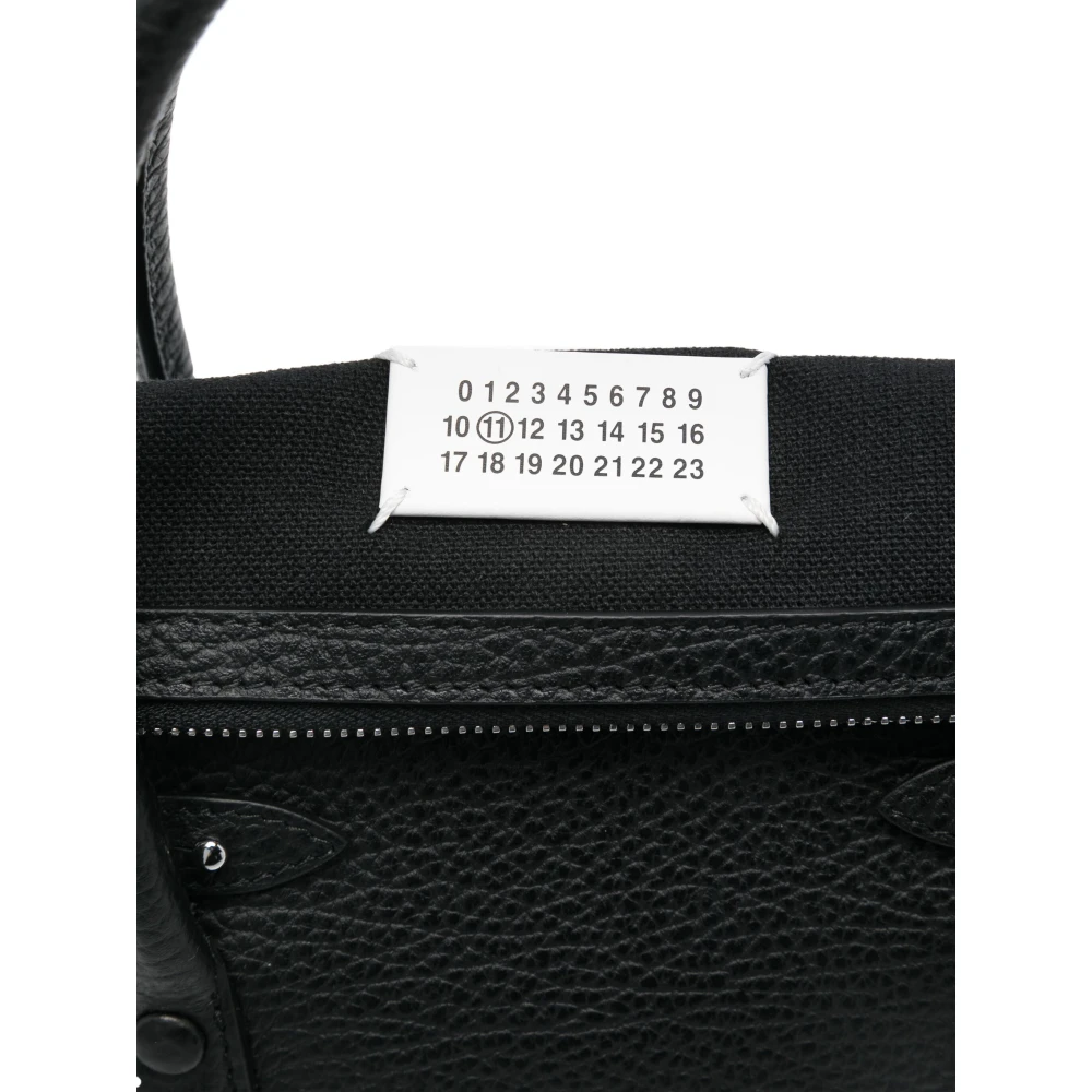 Maison Margiela Zwarte Leren Handtas Rits Sluiting Black Dames
