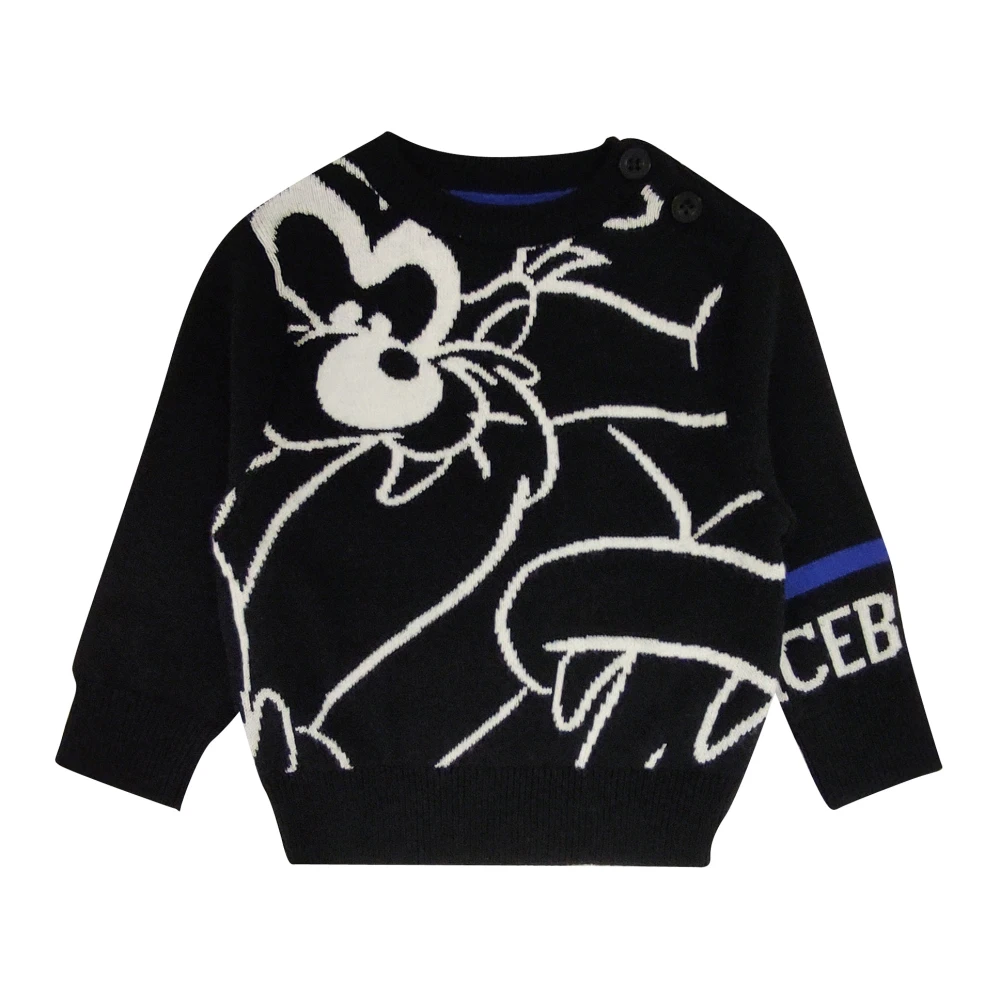 Iceberg Boys Black Crew-Neck Knit Jumper - Kids Knitwear - 6 M - Kids