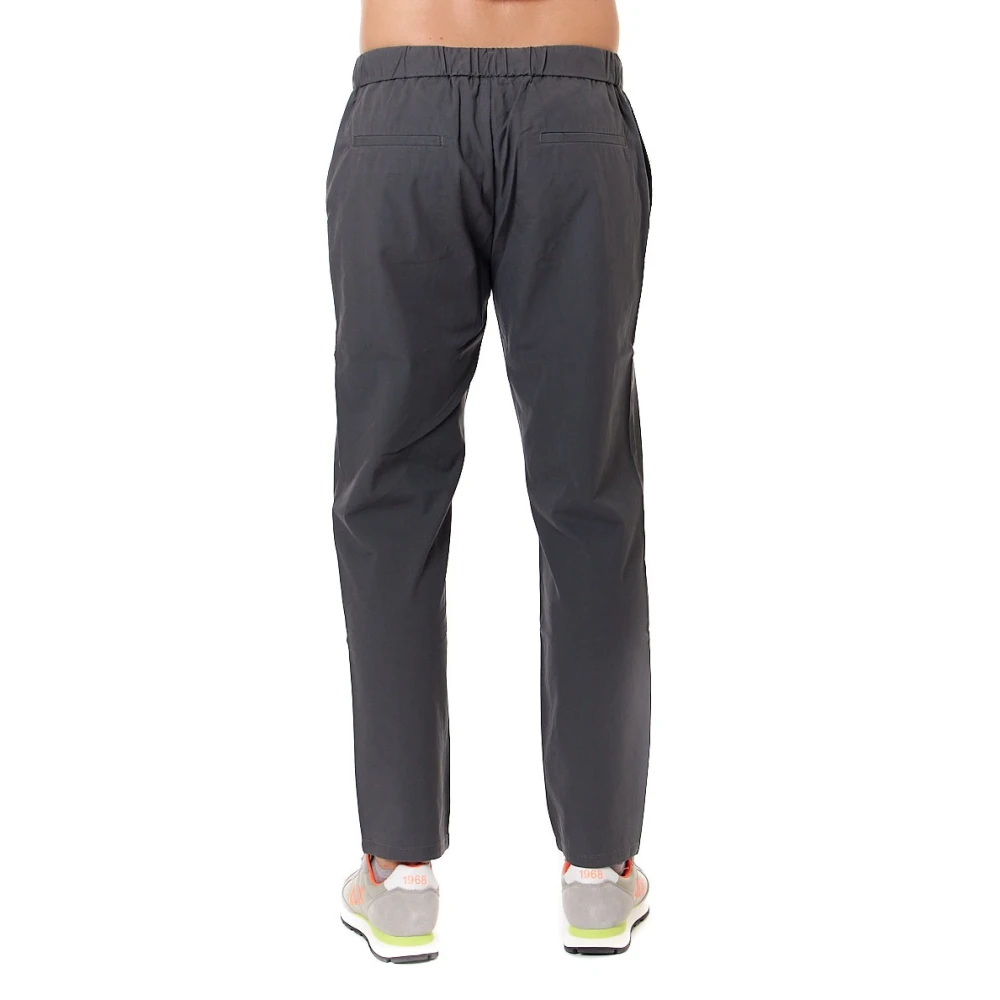 Sun68 Tencel Trekkoord Broek Antraciet Rechte Pijp Gray Heren