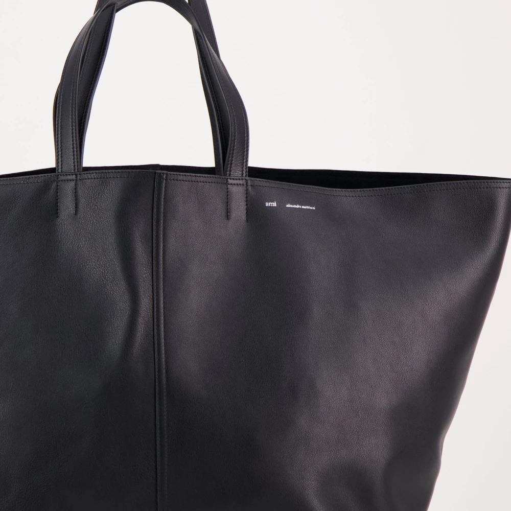 Ami Paris Maxi Shopper in Zwart Leer Black Dames