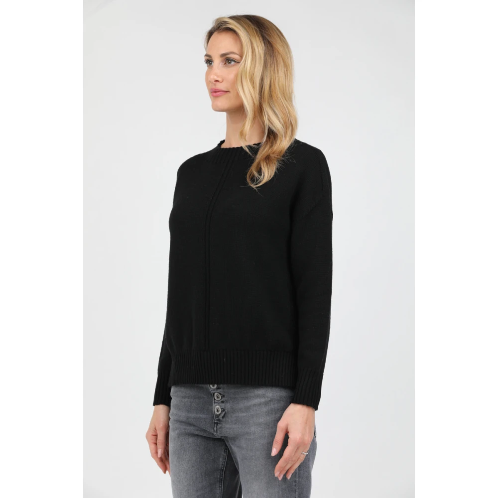 Alpha Studio Lange Mouw Merino Wol Trui Black Dames