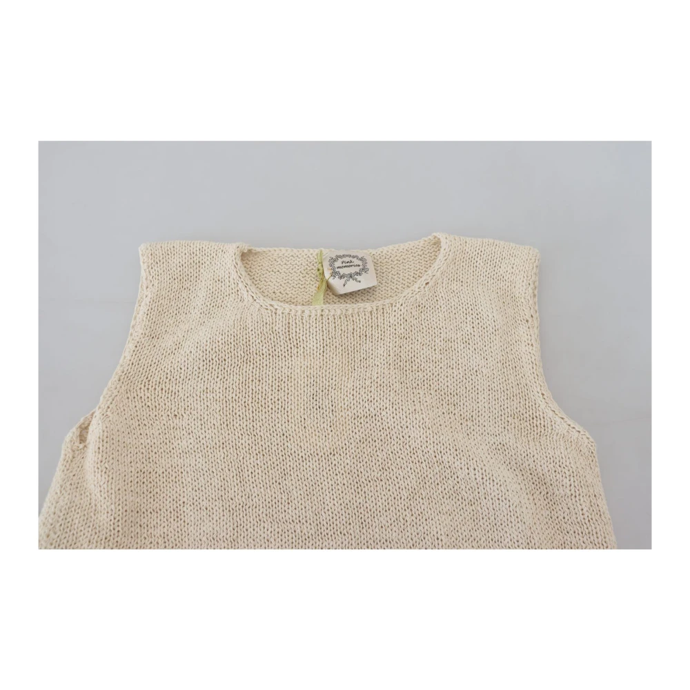 Pink Memories Beige Mouwloze Tanktop Katoenmix Beige Dames