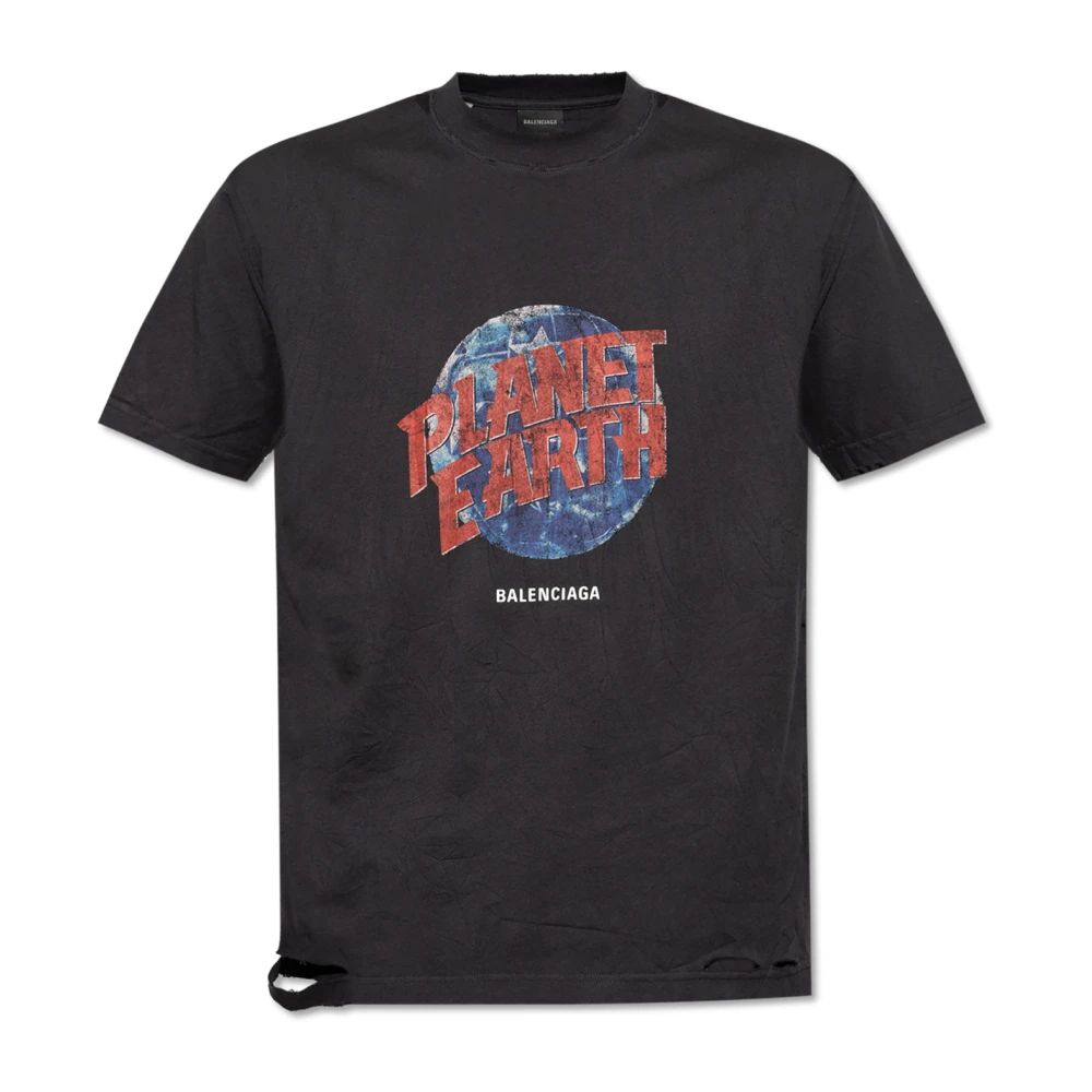 Balenciaga Planet Earth T-Shirt Black Heren