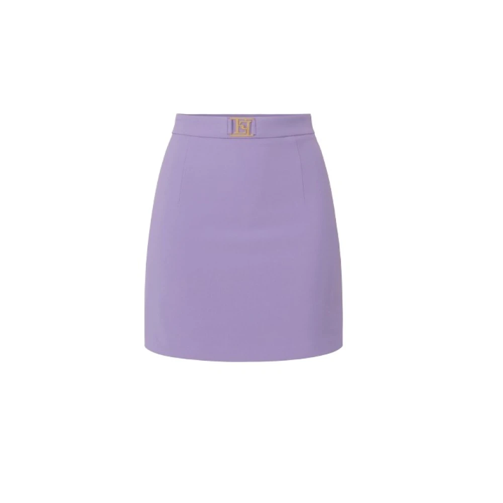 Elisabetta Franchi Gouden Logo Mini Rok Purple Dames