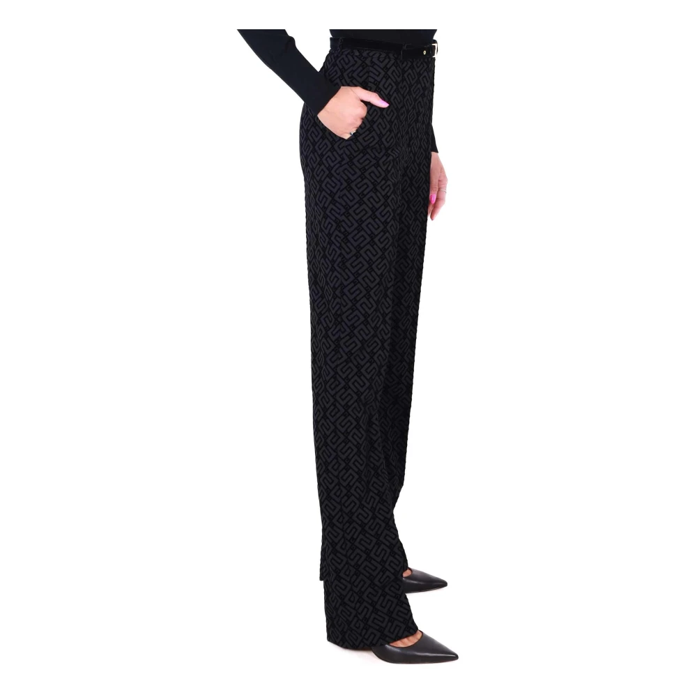 Elisabetta Franchi Zwarte Velours Broek Black Dames