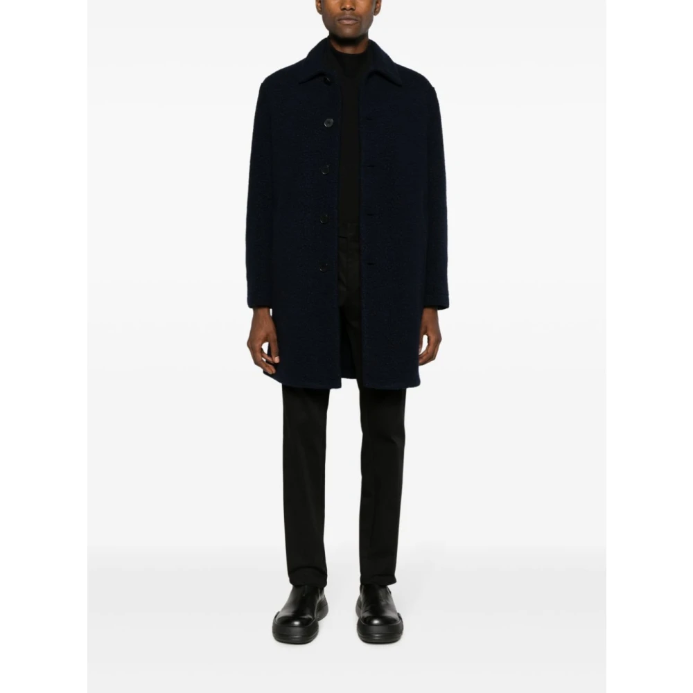Harris Wharf London Navy blauwe wollen jas Blue Heren