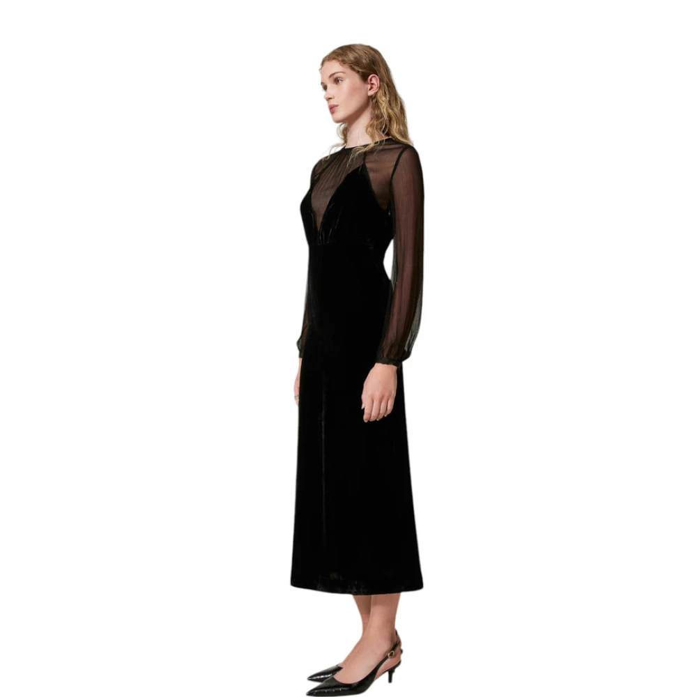 Twinset Lange Jurk met Elegant Ontwerp Black Dames