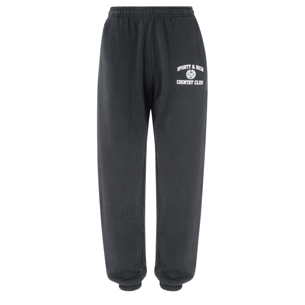 Sporty & Rich Faded Varsity Crest Sweatpants Black Dames