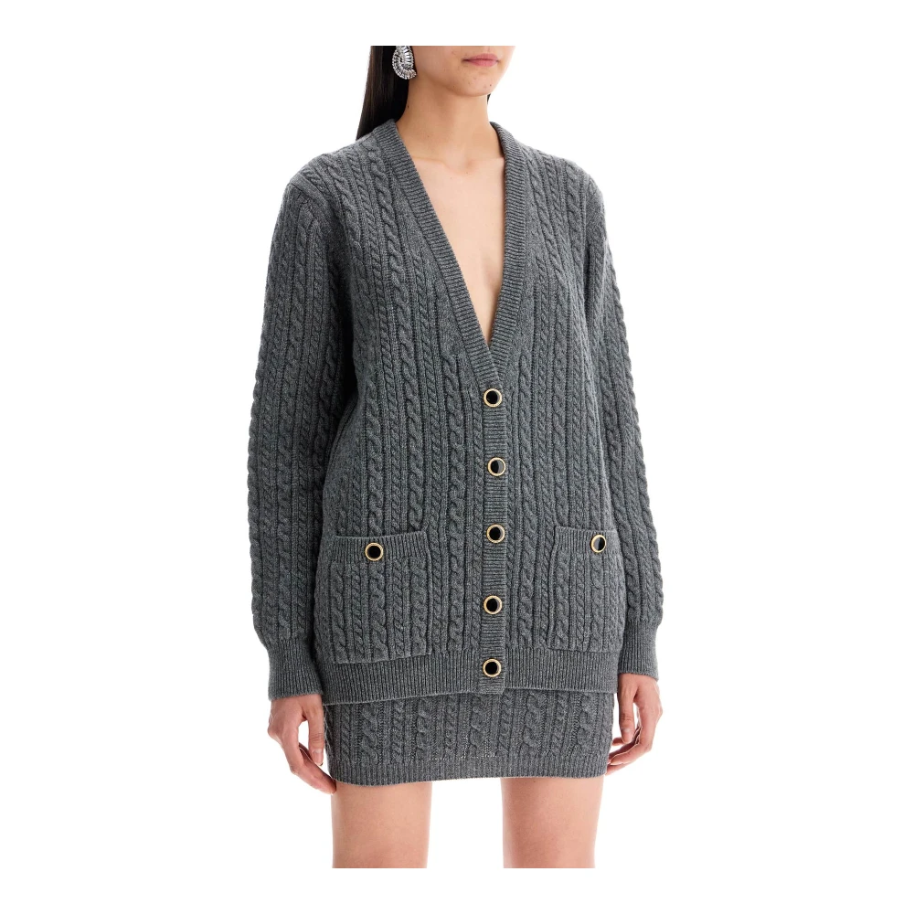 Alessandra Rich Oversized Wollen Vest Gray Dames