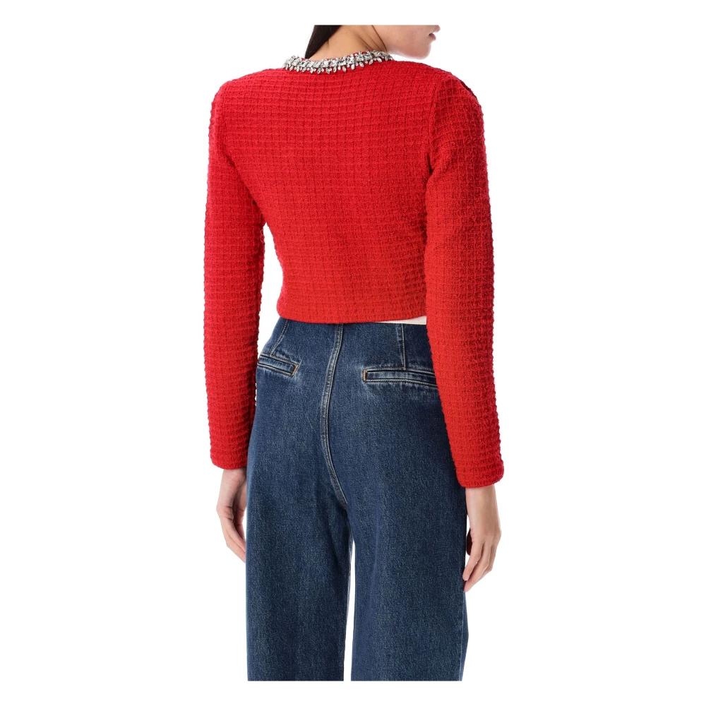 Self Portrait Rood Gebreid Vest met Textuur Red Dames