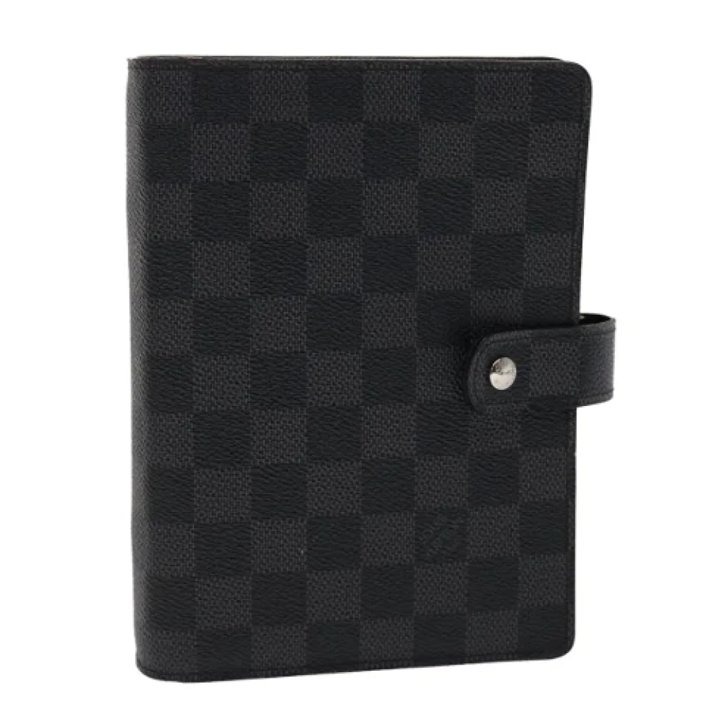 Louis Vuitton Vintage Tweedehands Svart Lerret Agenda Black Dames