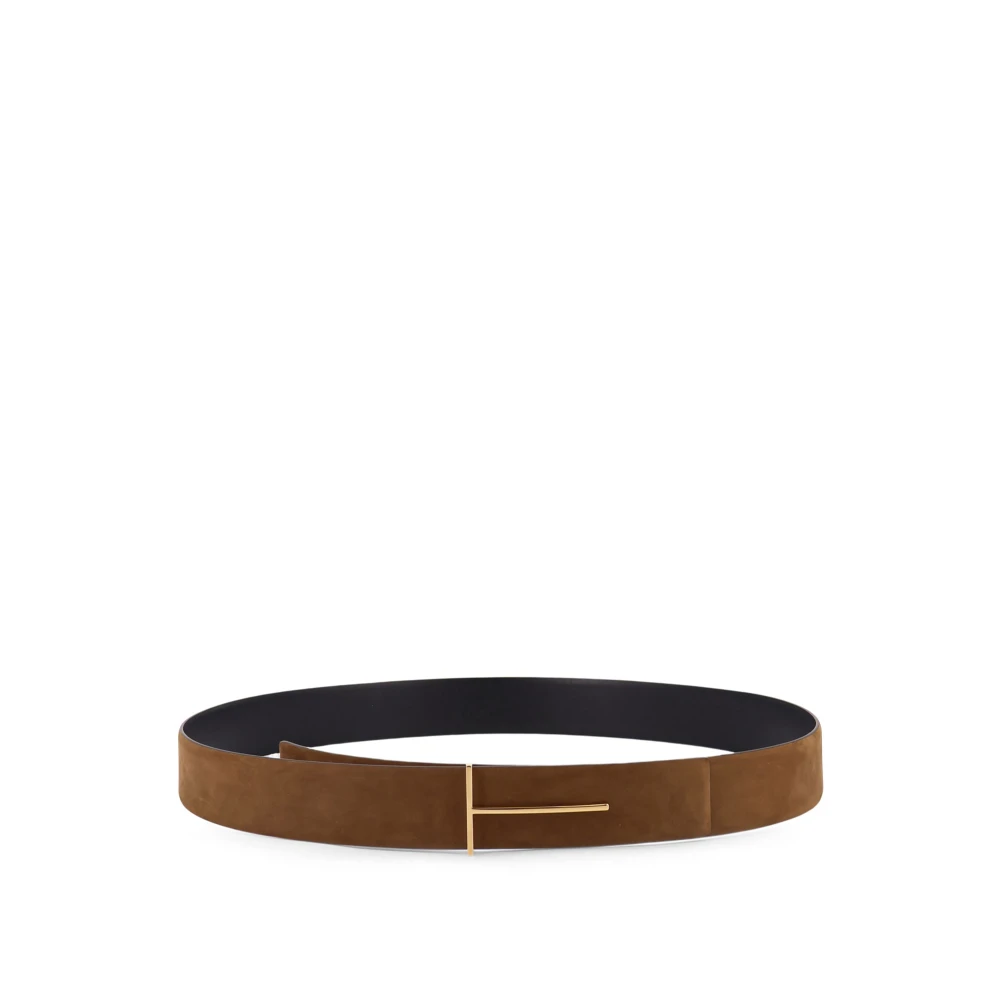 Tom Ford Men's Brown Belts, 90 Cm, Natural Nubuck Reversible Slim T Belt 38 Mm