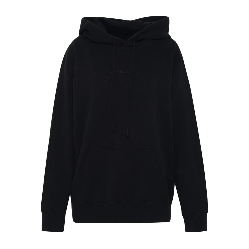 MM6 Maison Margiela Zwarte katoenen hoodie met Margiela 6-logo Black Dames