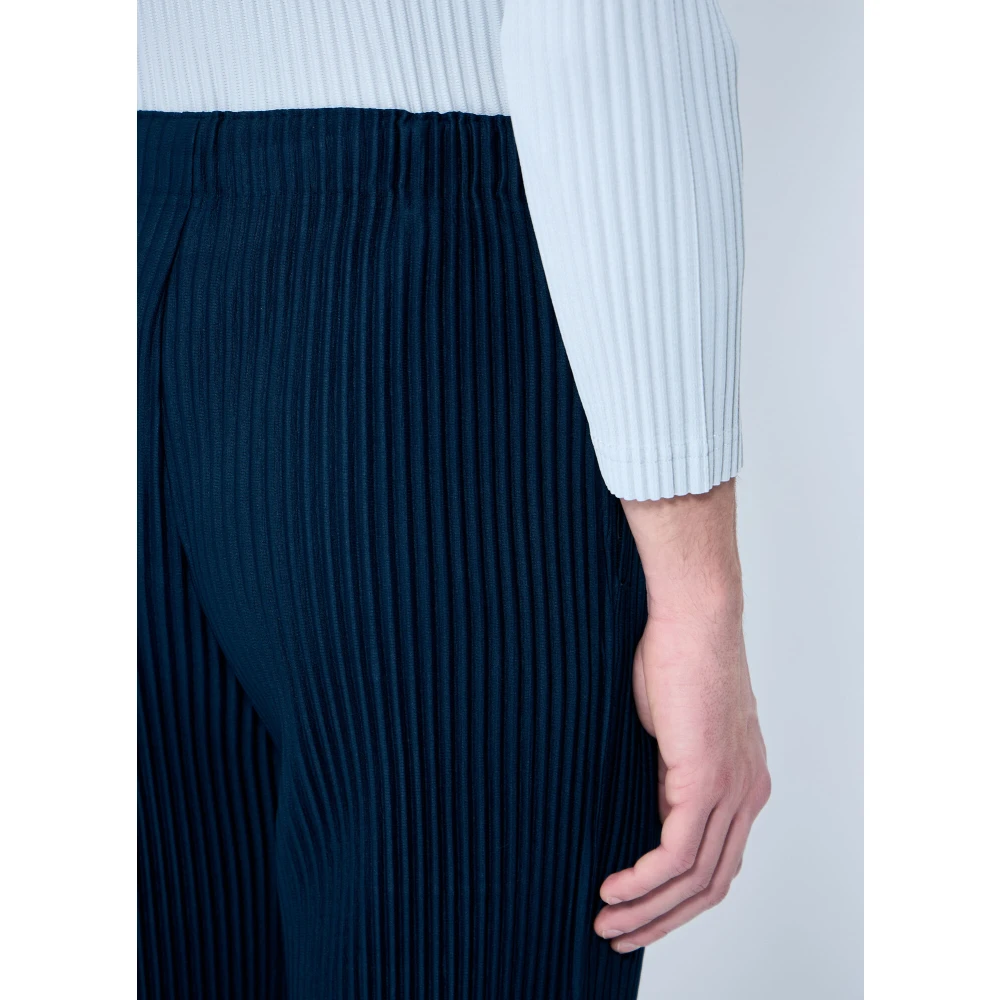 Issey Miyake Geplooide Straight-Leg Broek Blue Heren