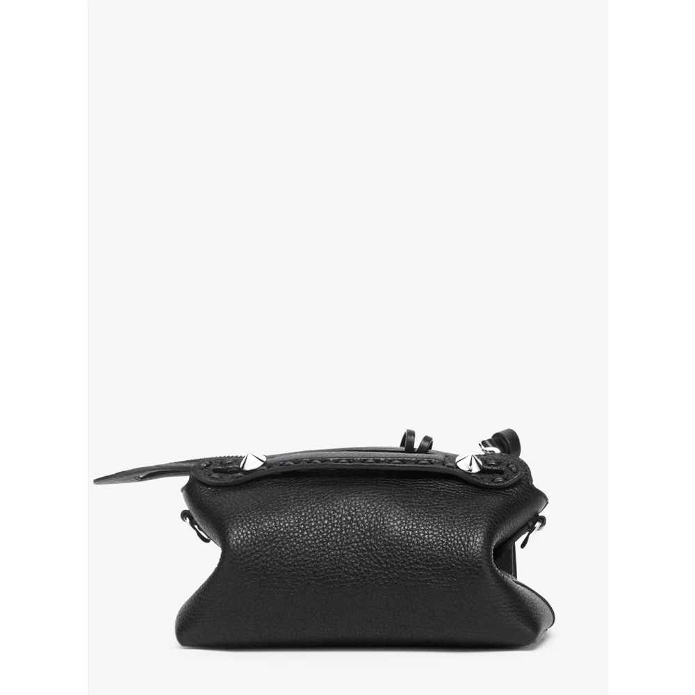 Fendi Zwarte leren handtas met aanpasbare hanger Black Dames