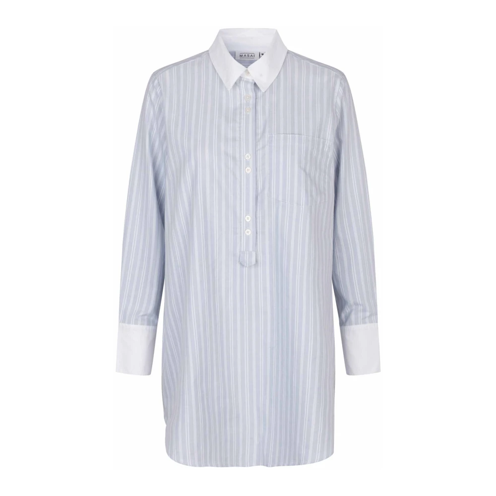 Masai Gestreepte Tuniek Shirt Blauwe Mist Blue Dames
