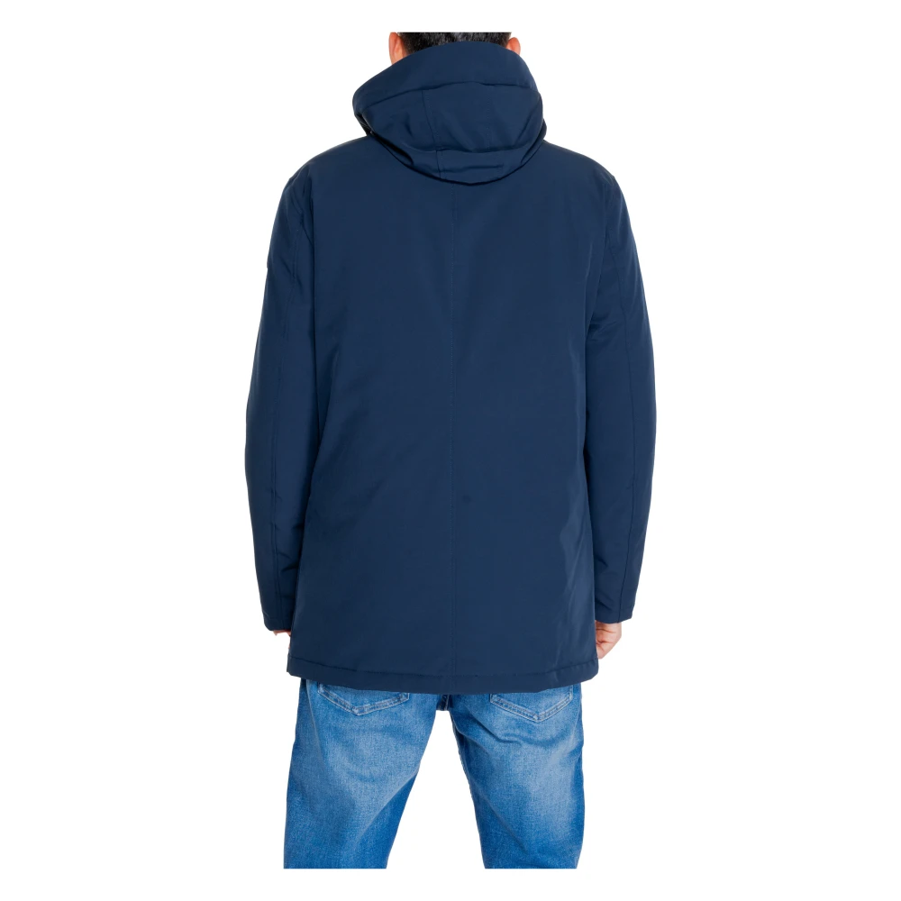 Blauer Blauwe Hoodie Jas Knopen Blue Heren