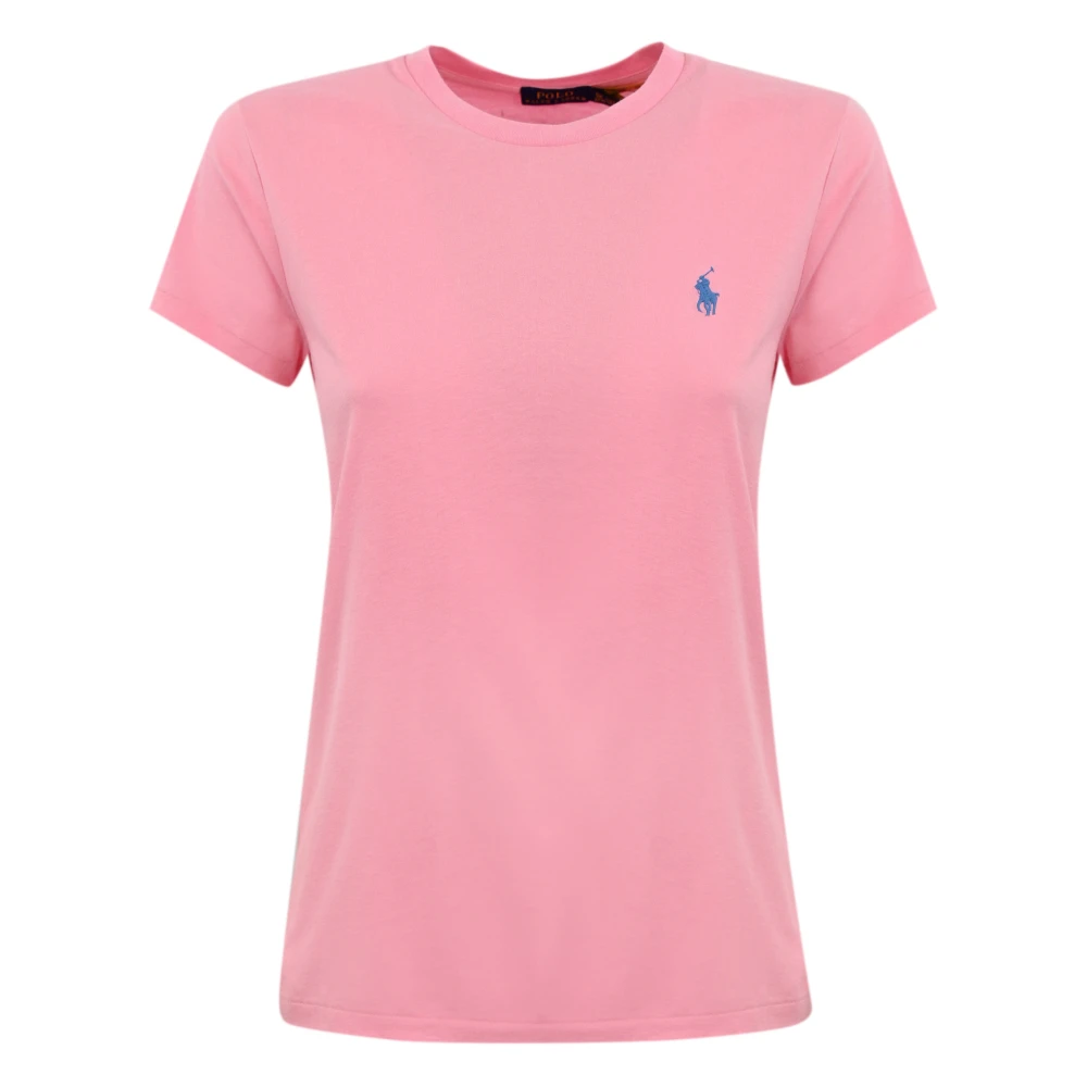 Ralph Lauren Roze Logo Geborduurd Dames T-shirt Pink Dames