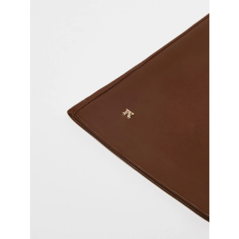 Max Mara Nappa Leren Monogram Handschoenen Brown Dames